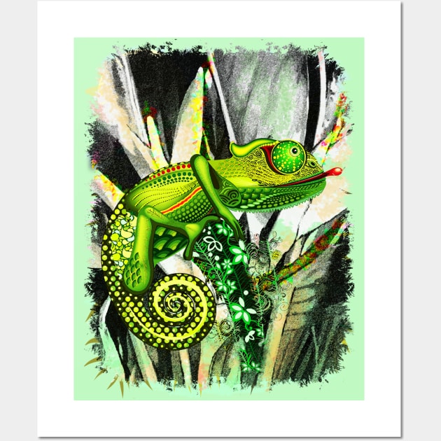 Chameleon Hunter Weird Surreal Animal Wall Art by BluedarkArt